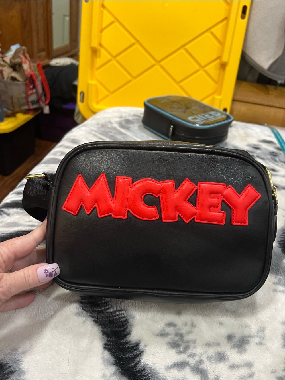 Loungefly Mickey Black Crossbody Bag with Red Logo
